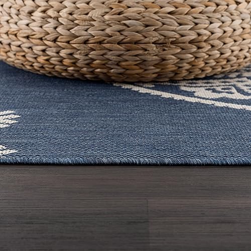 CAMILSON Outdoor Rug 10x14 Modern Area Rugs for Large Indoor and Outdoor Patios and Porches - Waterproof Washable Non-Shedding Easy-to-Clean Outside Carpet (10 x 14, Medallion - Blue/White) - Image 6