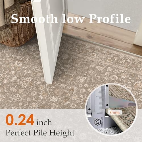 PureCozy 2x10 Deep Brown Runner Rug Washable Hallway Non Slip Kitchen - Image 2