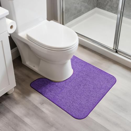Bosap Toilet Rugs U Shaped Bathroom Rug,Machine Washable Non Slip Quick Dry Super Absorbent Ultra Thin Toilet Mats for Bathroom Toilet.Purple,1'8"x2'(20x24inch) by BosapDirect