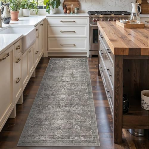 Rugxara 2x5 Washable Runner Rug for Hallway Kitchen Entryway, Taupe/Grey