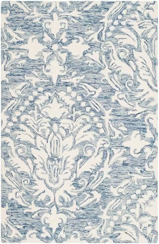 SAFAVIEH Blossom Collection 2' x 3' Blue/Ivory BLM107B Handmade Premium Wool Entryway Living Room Foyer Bedroom Kitchen Accent Rug - Image 3
