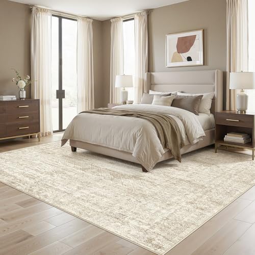 UERMEI Square Area Rugs : Washable 8x8 Neutral Modern Abstract Carpet for Living Room Bedroom - Soft Floor Mat with Non Slip Backing for Kitchen Nursery Dorms Farmhouse Home Decor - Beige/Brown - Image 3