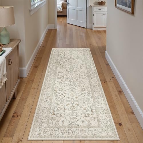 PureCozy 2x6 Taupe Runner Rug Washable Hallway Non Slip Kitchen Vintage - Image 3