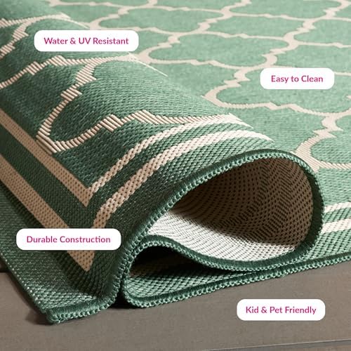 SAFAVIEH Washable Rug Outdoor Courtyard Collection - 2'3" x 8' Runner, Dark Green & Beige, Non-Shedding & Easy Cleaning, Ideal for Patio, Entryway, Mudroom, Hallway, Kitchen (CY6918-322) - Image 7