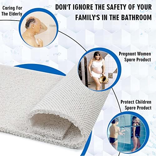 godehone Shower Mats Non Slip Without Suction Cups, PVC Loofah Bathroom Mats, Loofah Mats for Shower and Bathroom, Quick Drying, 15.7× 36 Inch, White - Image 3