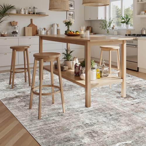Soalmost 9x12 Area Rugs for Living Room Washable Rug Abstract Pink/Grey - Image 3