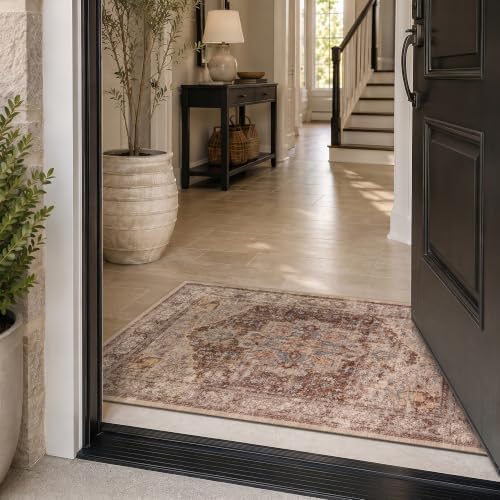 Rugshop Traditional Medallion Washable Non-Slip Area Rug, 2'x4' Brown - Image 6