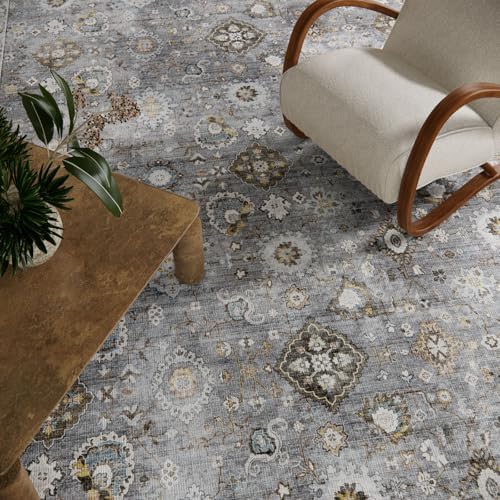 Machine Washable Rug for Living room: 6x9 Area Rugs Boho Vintage Rugs Stain Resistant Non Slip Low Pile Lightweight Soft Carpets for Bedroom Kitchen Dining Room Nursery Kids Room Farmhouse Home Office - Image 4