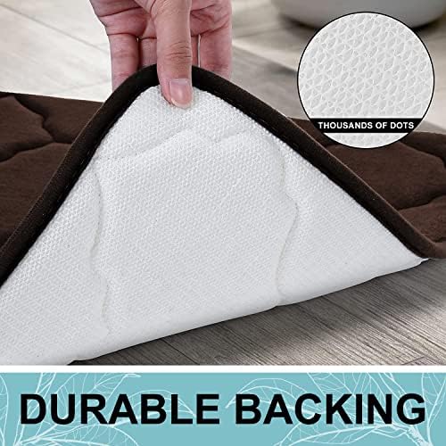 OLANLY Memory Foam Bath Mat Rug 47x32, Ultra Soft Bathroom Rugs, Brown - Image 4