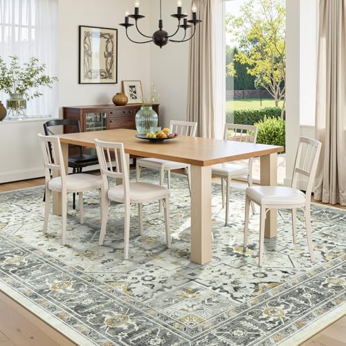 9x12 Area Rugs for Living Room Bedroom, Vintage Washable Rug Taupe - Image 4