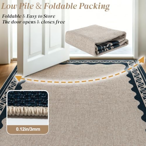 8×10 Easy Jute Rug Washable Rugs Low Pile Indoor Farmhouse Neutral Non Slip Rug Modern Carpet Door Mat for Backyard Bedroom Kitchen Porch Patio Black - Image 6