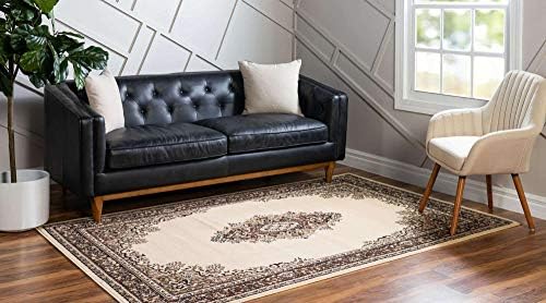 Unique Loom Reza Collection Traditional Persian Style Area Rug, 2 ft 2 in x 3 ft, Ivory/Brown (Pack of 2) - Image 2