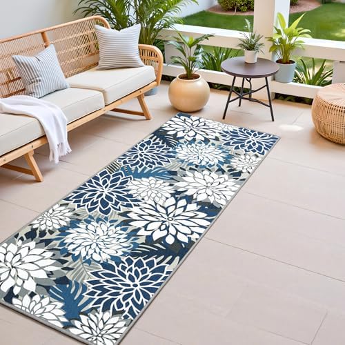 Outdoor Rug Waterproof, Washable Patio Runner Rug for Deck, 2x6, Blue by ArenaRug