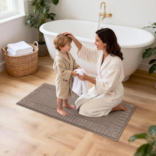 Pauwer Bathroom Rugs Set 5 Piece, Microfiber Bath Mat Set, Coffee - Image 7