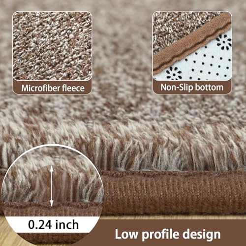 AROGAN Small Area Rugs for Bedroom, 2×4 Non Slip Runner Rug, Matte Brown - Image 5