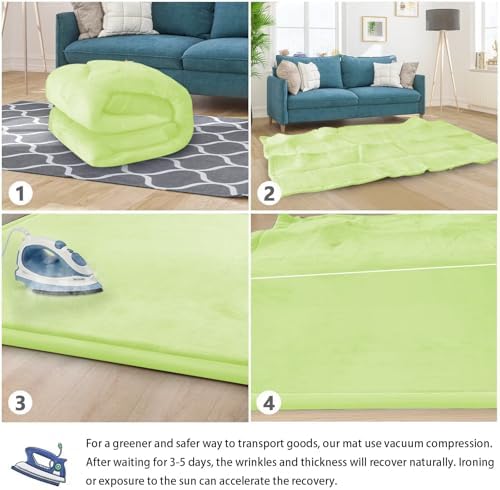 Baby Play Mat for Floor Nursery Muscle Area Rug Playroom Rug 47"x47" Elastic Foam 1.3" Thick Crawling Mat for Babies,Toddlers, Infants,Kids(Light Green) - Image 6