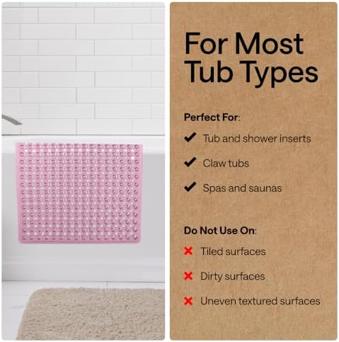 GORILLA GRIP Bath Tub Shower Mat, Bathtub Floor Liner, 35x16 Clear Purple - Image 5