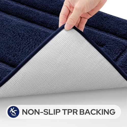 HOMEIDEAS Navy Blue Bathroom Rugs Set of 3, Non Slip Bath Runners - Image 5