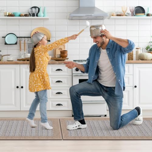 StepRite Kitchen Rugs 2 PCS, Kitchen Mats for Floor, 20"x32"+20"x60", Khaki - Image 6