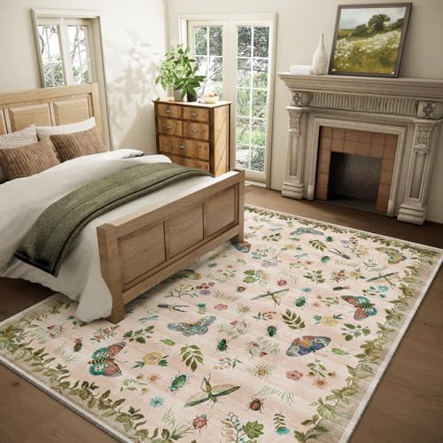 Machine Washable Rugs for Living Room: 6x9 Area Rugs Bedroom Rug Stain Resistant Non Slip Low Pile Soft Lightweight Carpet for Kitchen Dining Room Nursery Kids Room Home Office Farmhouse - Image 2