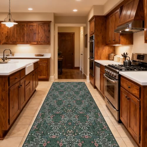 2'6" x 8' Runners Rug for Hallway Washable Soft Carpet (Green) - Image 2