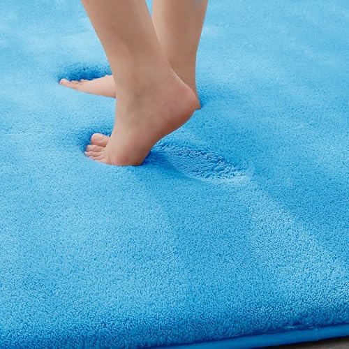 MINIDEAR Bathroom Rugs 32x20 Lake Blue - Thick Memory Foam Bath Mat, Ultra Soft & Plush Fluffy, Non-Slip, Quick Dry, Absorbent Washable Floor Microfiber Mat for Tub, Home Decor Accessories - Image 6