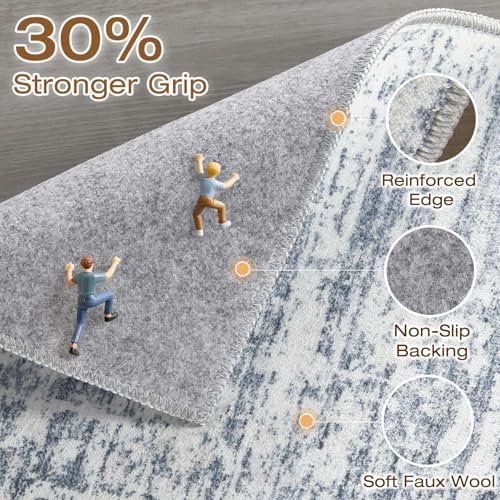 LOONGRUG Runner Rug 2x6 Machine Washable Non-Slip Kitchen Neutral Rug Blue - Image 3