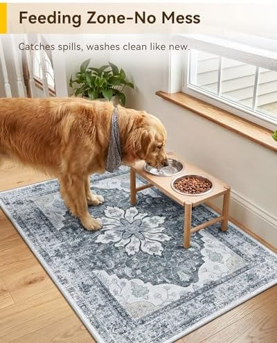 RELEANY Washable Area Rug, Small 2'x3', Grey/White/Beige - Image 4