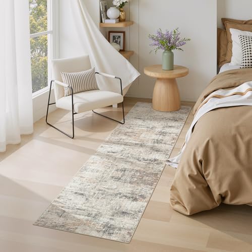 3x8 Area Rugs for Hallways, Abstract Washable Non-Slip Runner Rug, Gold - Image 4