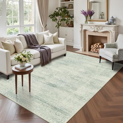 5x7 Area Rugs Green Washable Rug for Living Room Bedroom by LatteFog