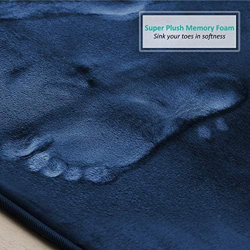 Clara Clark 2 Piece Bathroom Rugs, Velvet Memory Foam Bath Mat Set, Non-Slip Bath Rugs, Machine Wash, Dries Quickly, Ultra Soft Plush Bath Mats for Bathroom, 20 x 32 + Contour, Blue - Image 6