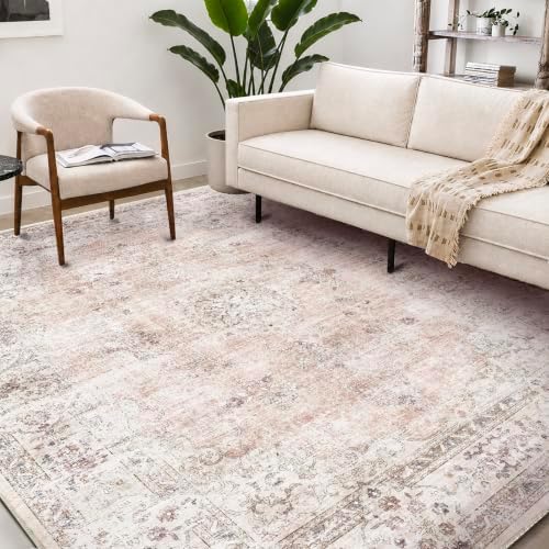 CHAMPLANT Washable Area Rug 9'x12' Retro Boho Design Non-Shedding Easy Care Ideal for High Traffic Areas in Living Room Bedroom Office Coffee Table Kitchen Large Carpet - Image 2