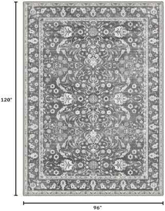 Bavni 8X10 Living Room Area Rug, Boho Floral Washable Non Slip - Image 2