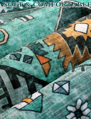 SERISSA 2'6"x14' Washable Non Slip Boho Runner Rug for Hallway，Teal - Image 5