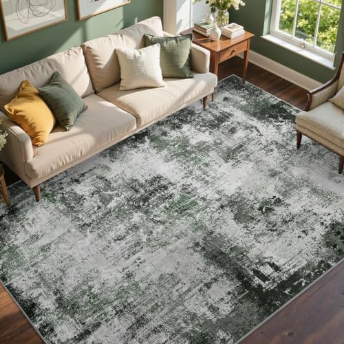 5x7 Ft Abstract Washable Area Rugs for Living Room Green by Cuzwlovita