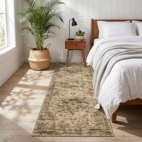 GarveeHome Washable Rug Runner 2x6 Vintage Runners for Hallways Rust/Green - Image 2