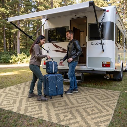GENIMO Outdoor Rug, Waterproof Plastic Rugs for Patio, 6'x9' Oat Beige - Image 3