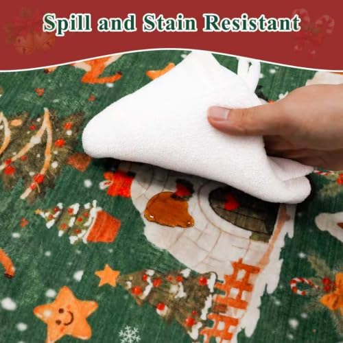Vintage Christmas Runner Rug 2x8: Santa Claus Runners for Hallways Kitchen Non-Slip Washable Entryway Bathroom Rugs Winter Soft Low Pile Floor Carpet for Bedroom Holiday Decoration Present（2x8，Green） - Image 6