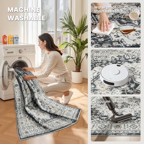 zesthome 5x7 Area Rugs for Living Room,Large Washable Rug,Black - Image 5