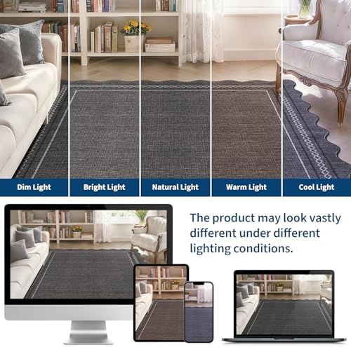 GarveeHome Scalloped Washable 5x7 Area Rugs for Living Room Non Slip, Black - Image 5
