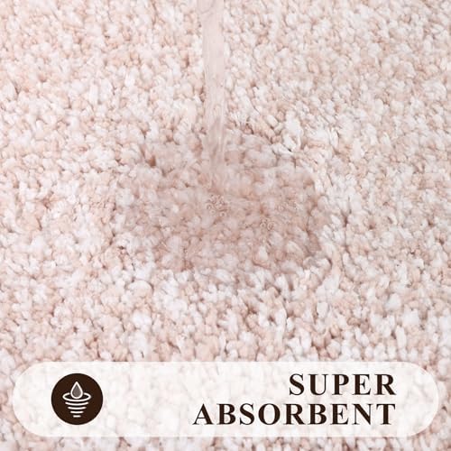 Pauwer Bathroom Rug Sets 3 Piece, Non Slip Washable Bath Mat, Dusty Pink - Image 4