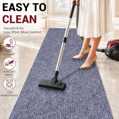 DAKKIONY Ribbed Runner Rug, Non-Slip Rubber Backing, Gray, 2 x 6 Ft - Image 5