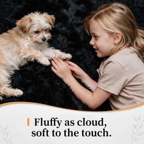 9x12 Area Rugs for Living Room: Soft Black Fluffy Rug Shag Washable Rug Plush Fuzzy Indoor Carpet for Bedroom Nursery Playroom Girls Boys Kids Room (Black, 9'x12') - Image 3