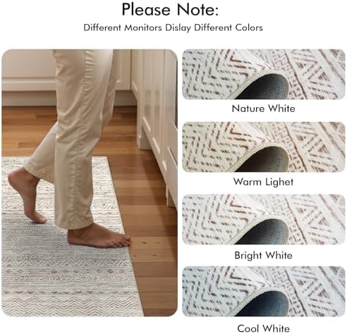 2x5 Runner Rug Washable Moroccan: Non Slip Kitchen Long Floor Mat Beige - Image 5