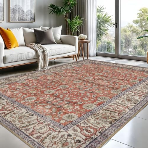 KUTA 8x10 Area Rugs for Living Room Washable Large Rug Red Clay by KUTA