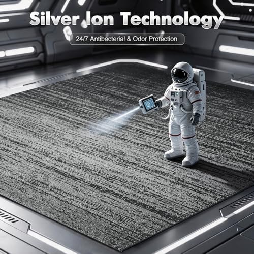 LIANLAM 2x3 Silver Infused Self-Cleaning Rug for Kitchen (2x3,Black) - Image 2