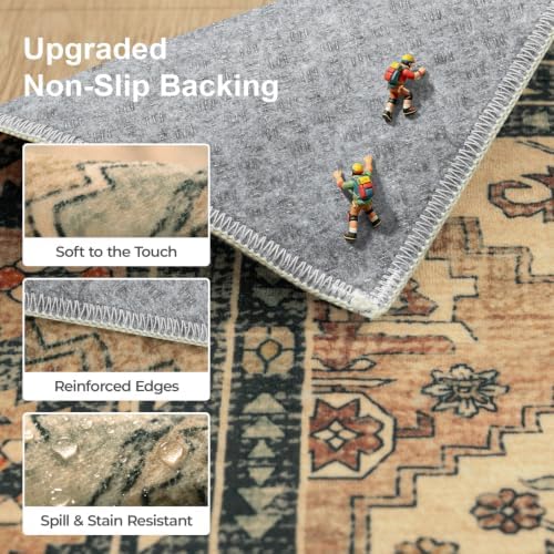 8x10 Area Rugs for Living Room Bedroom, Vintage Distressed Moroccan Brown - Image 4
