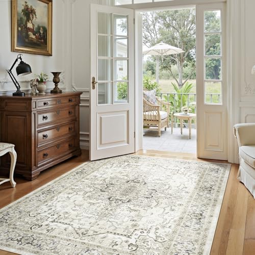 Lofus 5x7 Beige Area Rugs for Bedroom Living Room, Vintage Boho Carpet - Image 2
