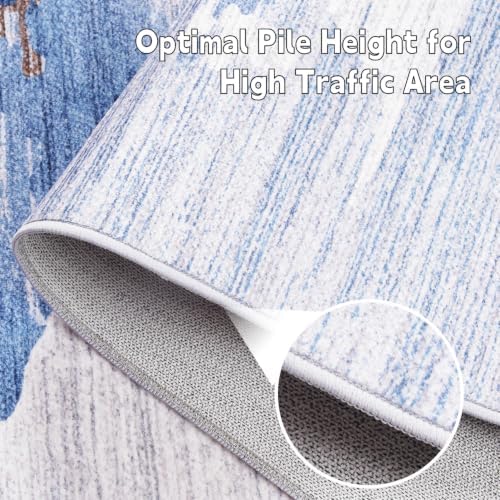 Area Rug 4x6 Dark Blue Rug Washable Boho Rugs Non Slip Low Pile Abstract Small Carpet for Entryway, Bedroom, Kitchen, Classroom, Kids Room, Office, Dorm, Dining Room - Image 6