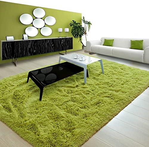 9x12 Extra Large Green Fluffy Area Rug Non-Slip for Living Room Bedroom - Image 3